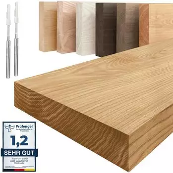 LAMO Manufaktur Wandregal Massivholz, rustikale Farbe, unsichtbare Befestigung, 40cm (SW10778.39)