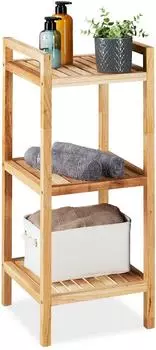 Relaxdays Badregal 3 Ablagen, Holz, hellbraun, 35x81x35cm