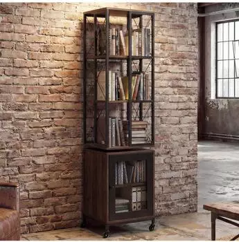 MCW B&uuml;cherregal MCW-P13 drehbar, Metall Industrial, 162x40x42cm, dunkelbraun (100590)
