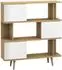 Mid.you Alandra Bücherregal mit Türen, 4 Fächer, 120x130x33cm, weiß/Eiche (001089000701)