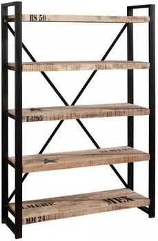 Massivmoebel24 Factory #144 Regal Mango 120x40x180cm natur bedruckt (09-350-559-1032)