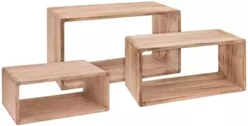 Spetebo Wandregal Rechteck 3er-Set Holz natur 45/40/35cm