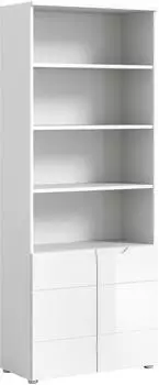 ebuy24 Solero Standregal 2 Türen, 3 Regale, weiß hochglanz, 76x193x37cm (61-X7WA9T16)