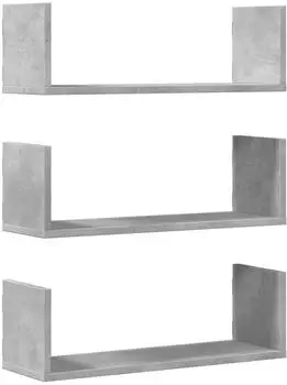 vidaXL Wandregale 3 Stk. betongrau 58x18x18cm Holzwerkstoff (853284)