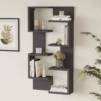 en.casa Omn Wandregal 2er-Set, 93x24x15cm, anthrazit