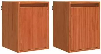 vidaXL Wandschrank 2 Stk., Kiefernholz massiv, wachsbraun, 30x30x40cm (869868)