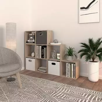 VICCO Treppenregal Raumteiler 9 F&auml;cher, Sonoma, 142,4x107,8cm (36784)