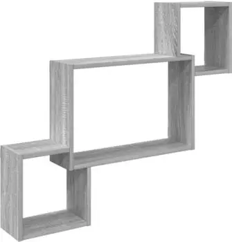 vidaXL Wandregal mit Wandhalterung Grau Sonoma 91,5x15x76cm (8012121)