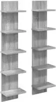 vidaXL Wandregal 2 stk. Sonoma-Grau 22 x 15 x 100 cm Holzwerkstoff
