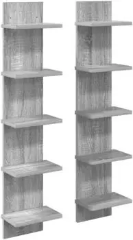 vidaXL Wandregal 2er-Set Sonoma-grau 22x15x100cm (8012431)