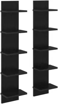 vidaXL Wandregal 2er-Set schwarze Eiche 22x15x100cm Holzwerkstoff (8012423)