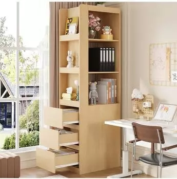 Stilvora B&uuml;cherregal 3 F&auml;cher, 3 Schubladen, eichefarben, 60x40x200cm
