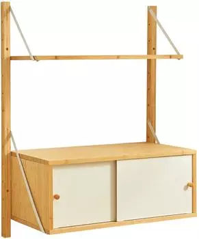 en.casa Tingvoll Wandregal mit Türen, Bambus, 85x65x34cm (85048621)