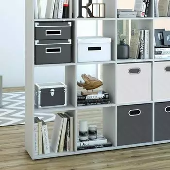VICCO Karree Raumteiler Bücherregal 16 Fächer, weiß (23116)