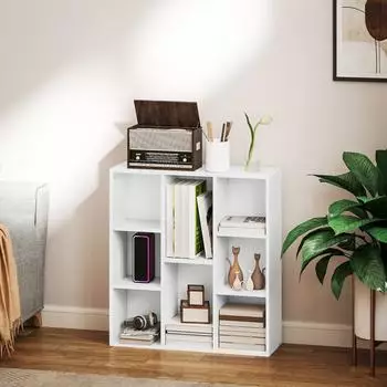 HomCom B&uuml;cherregal mit 8 Ebenen, wei&szlig;, 74,3x24x80cm