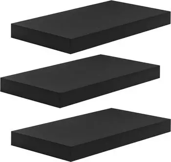 Woltu Wandregal 3er-Set, MDF, schwarz, 40x22,9x3,8cm (RG94)