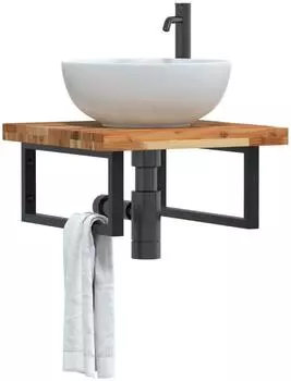 vidaXL Waschbeckenregal Wandmontage Stahl und Akazienholz (3302773)