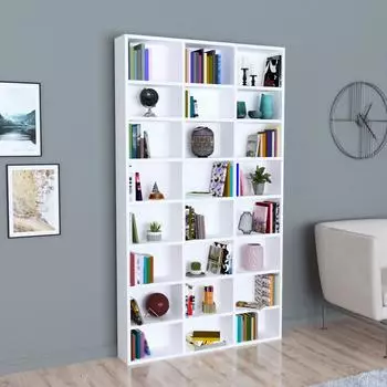 en.casa Askvoll B&uuml;cherregal 24 F&auml;cher, wei&szlig;, 102x178x16cm