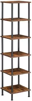 LuxusKollektion Eckregal 6 Ebenen, schmal, Industrial, vintagebraun/schwarz, 30x30x141,5cm