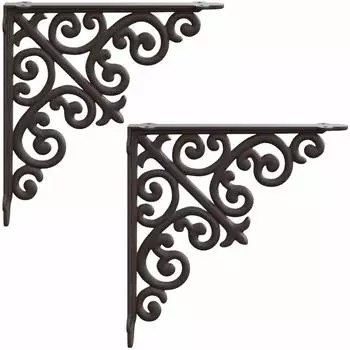 vidaXL Wandregalhalterungen 2 Stk., Stahl, antikbraun, 14x14x3,5cm
