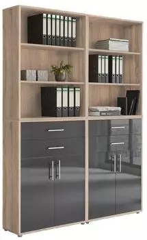 BMG Office Edition Set 20 Regalwand/Schrankwand, Eiche Sonoma/Anthrazit HG (VKE.ESA-SW-SET20)