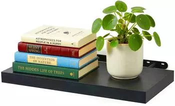 Relaxdays Wandregal MDF, schwarz, 60x23x4cm