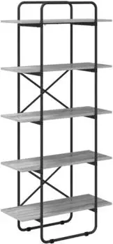 vidaXL B&uuml;cherregal 5 Ebenen, Sonoma-Grau, 80x35x175,5cm