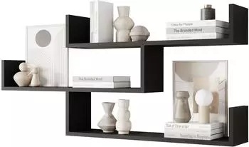Mirjan24 Trino 003 Wandregal, schwarz, Holzwerkstoff, 119x55x18cm