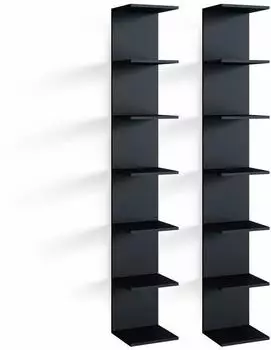 VICCO Paolo Wandregal 7 Ebenen, schwarz, 30x190cm, 2er-Set
