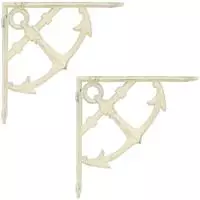 vidaXL Wandregalhalterungen 2 stk. Antik Wei&szlig; 21 x 21 x 3,5 cm Stahl