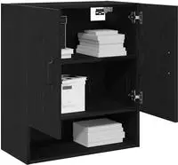 vidaXL Wandschrank 60 x 30 x 70 cm Holzwerkstoff Schwarz Eichen-Optik