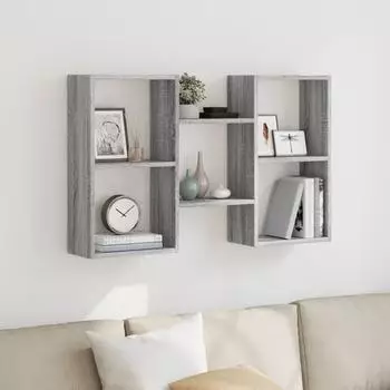 vidaXL Wandregal Sonoma-Grau 96x18x60cm Holzwerkstoff