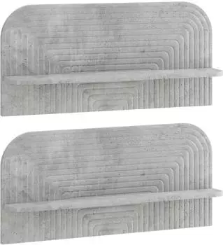 vidaXL Wandregal 2-tlg. betongrau 80,5x13,5x37,5cm Holzwerkstoff