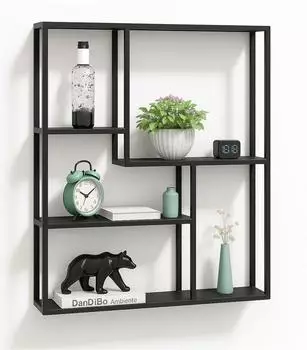 DanDiBo Wandregal, schwarz, Metall, 90x75x20cm (96635)