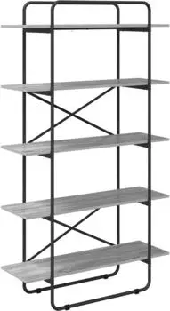 vidaXL B&uuml;cherregal 5 Ebenen, Sonoma-Grau, 100x35x175,5cm