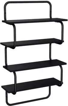 vidaXL Wandregal 4-stufig, schwarz, Eichen-Optik, 60x24,5x104cm (8006085)