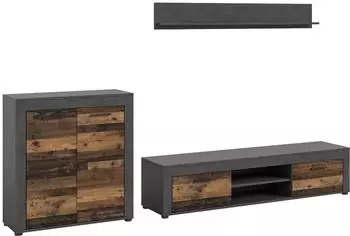 xonox.home Jam Wohnwand Matera/Old Wood, 3-tlg., 159x255x35cm (61-X8BB4W02)