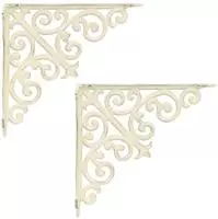 vidaXL Wandregalhalterungen 2 stk. Antik Wei&szlig; 9,5 x 9,5 x 3 cm Stahl