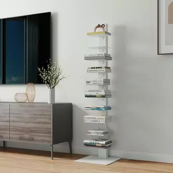 en.casa Eksj&ouml; Standregal 10 Ablagen, Stahl, wei&szlig;, 150x39x39cm