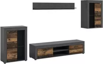 ebuy24 Jam Wohnwand Eiche Dekor, 169x310x35cm (61-X8BB4W07)