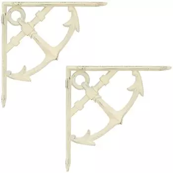 vidaXL Wandregalhalterungen 2er-Set antik wei&szlig; 14,5x14,5x3,5cm (42038903)