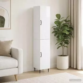 vidaXL Wandschrank-Set mit Regal, 2-tlg., Hochglanz Wei&szlig;, Holzwerkstoff