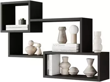 Mirjan24 Wandregal Trio 005, rechteckig, 87x54x18cm, schwarz (Trio 005)