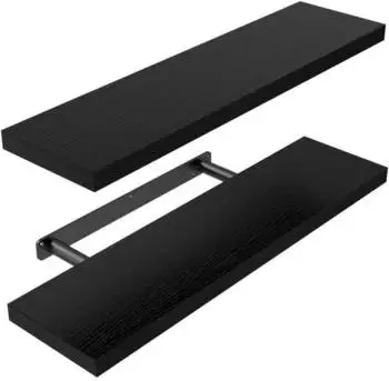LuxusKollektion Schweberegal 2er-Set, MDF, schwarz, 60cm