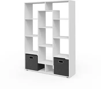 VICCO Raumteiler B&uuml;cherregal 11 F&auml;cher mit Faltboxen, wei&szlig;