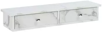 en.casa Geeste Wandregal mit 2 Schubladen, MDF, 60x15x10cm, wei&szlig;er Marmoreffekt
