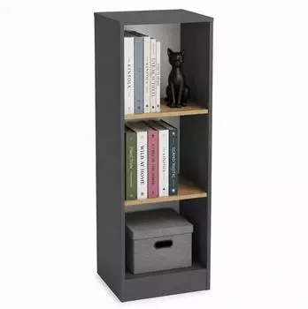 VCM Dilos Bücherregal 114x38cm, 3 Fächer, Anthrazit/Honig-Eiche