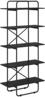 vidaXL B&uuml;cherregal 5 Ebenen 80 x 35 x 175,5 cm PB Schwarz Eichen-Optik