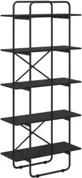 vidaXL B&uuml;cherregal 5 Ebenen 80x35x175,5cm Spanplatte schwarz Eichen-Optik