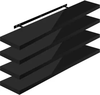 Woltu Schweberegal 4er-Set MDF schwarz 120x22,9x3,8cm (RG9484sz-4)